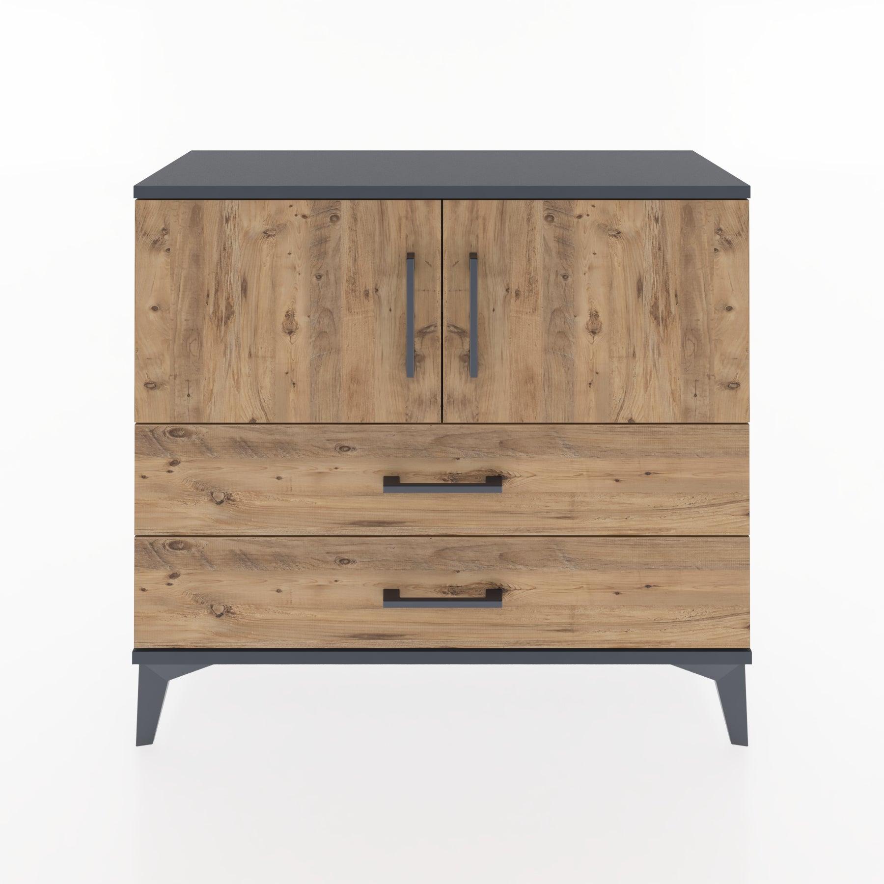 Woodntry Modüler Şifonyer Kapak ve Çekmeceli T1 88x30x94 cm Antrasit - Woodntry