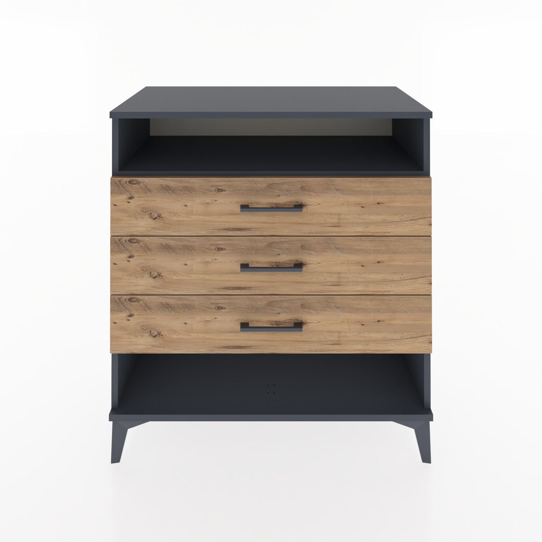 Woodntry Modüler Şifonyer Antrasit 88x44x84 cm Çekmeceli ve Raflı CR20-2