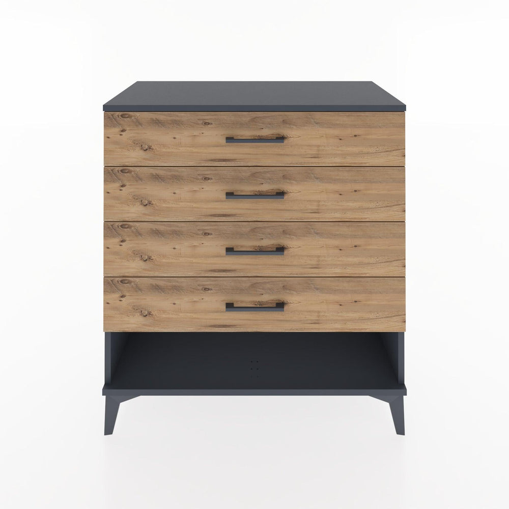 Woodntry Modüler Şifonyer Antrasit 88x44x84 cm Çekmeceli ve Raflı CR10-2