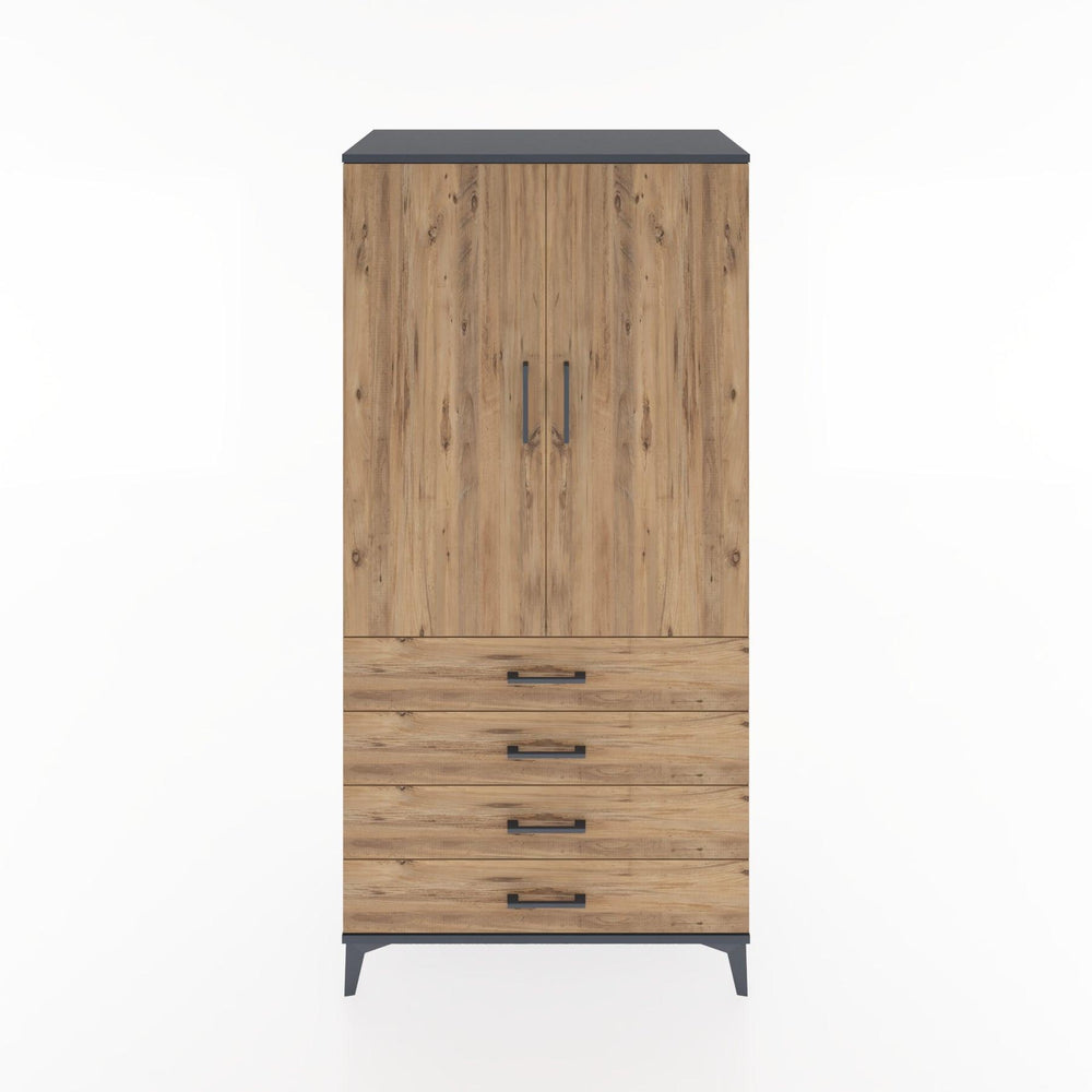 Woodntry Modüler Dolap Antrasit 88x44x170 cm Kapaklı ve Çekmeceli KC5-2