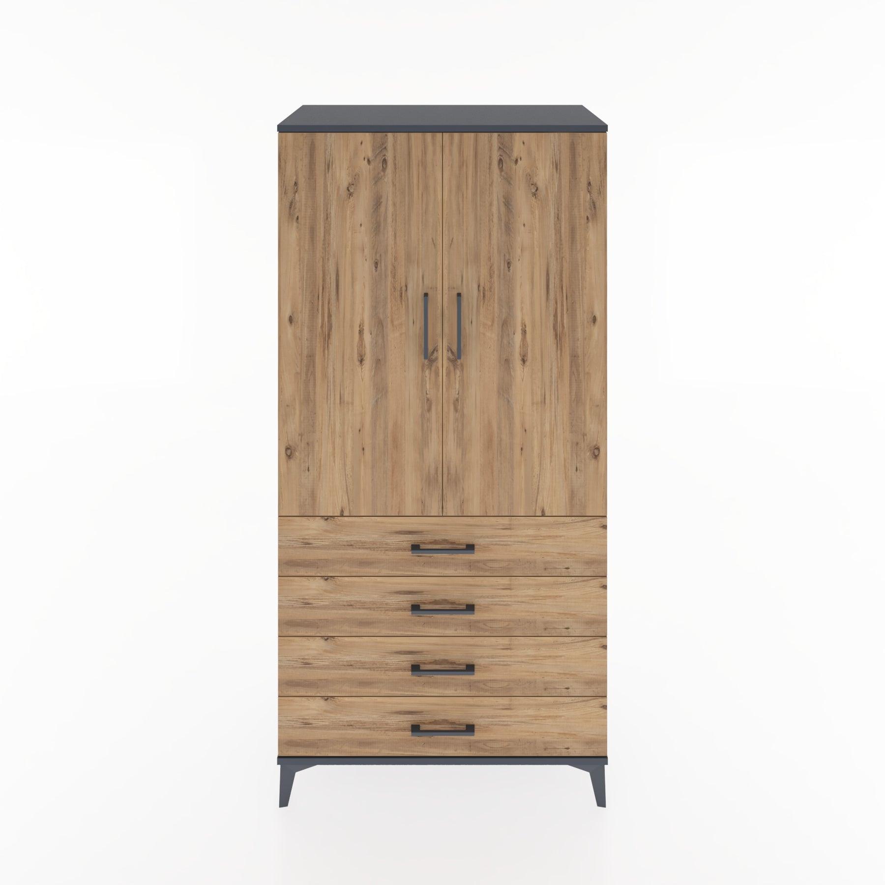 Woodntry Modular Cabinet Anthracite 88x44x170 cm with Doors and Drawers KC5-2