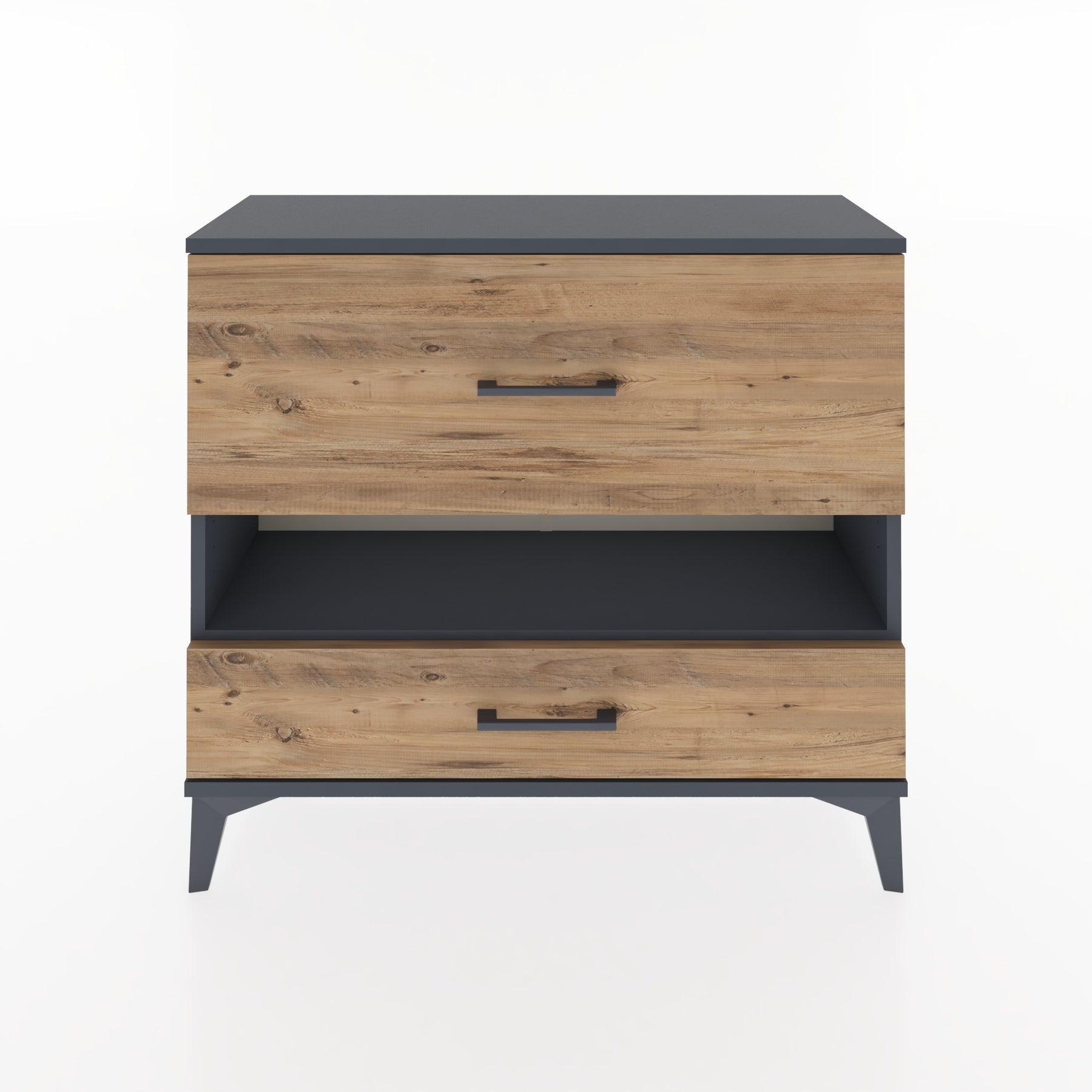 Woodntry Modüler Şifonyer İki Çekmeceli V10 88x30x68 cm Antrasit - Woodntry