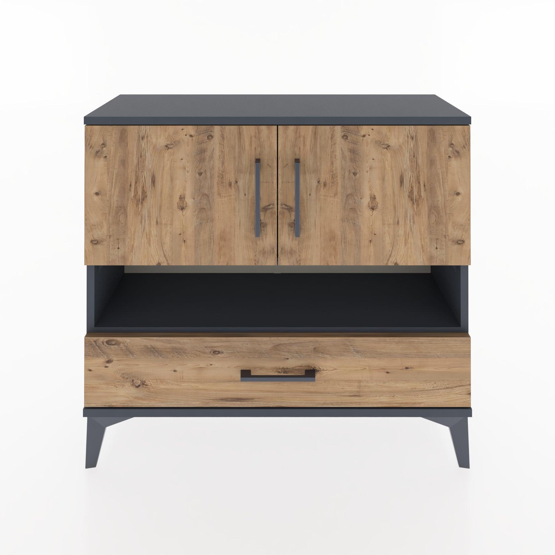 Woodntry Modüler Şifonyer İki Kapaklı T1 88x30x94 cm Antrasit - Woodntry