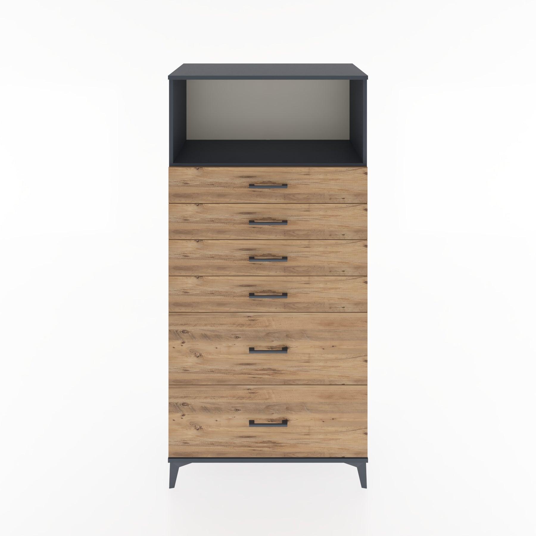 Woodntry Modular Cabinet Anthracite 88x44x170 cm with Drawers and Shelves CR45-2