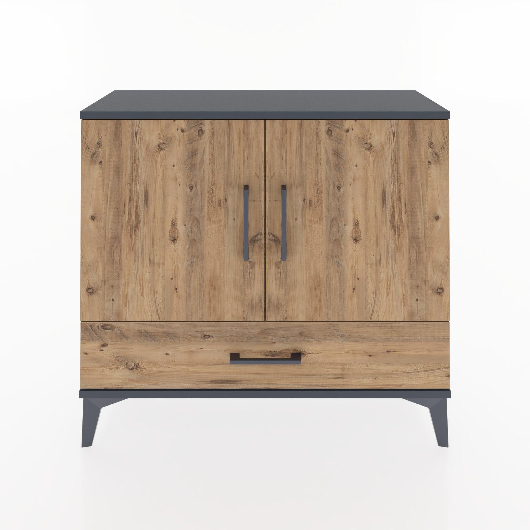 Woodntry Modüler Şifonyer Kapak ve Çekmeceli V1 88x30x68 cm Antrasit - Woodntry