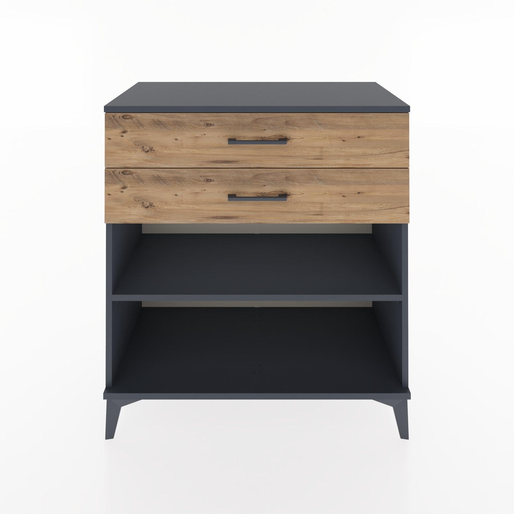 Woodntry Modüler Şifonyer Antrasit 88x44x84 cm Çekmeceli ve Raflı CR14-2
