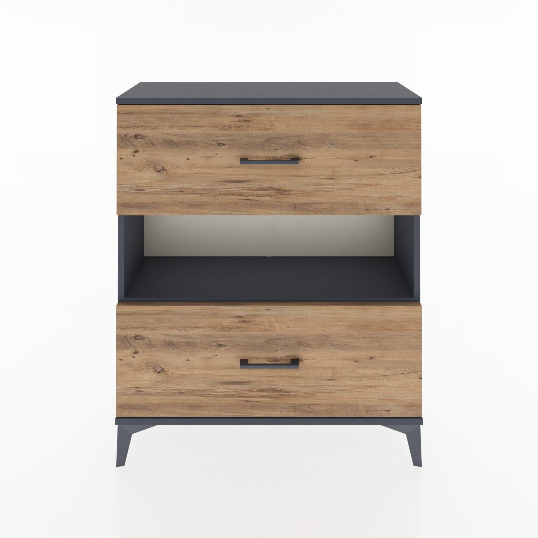 Woodntry Modüler Şifonyer Antrasit 88x30x94 cm Çekmeceli ve Raflı CR17-2