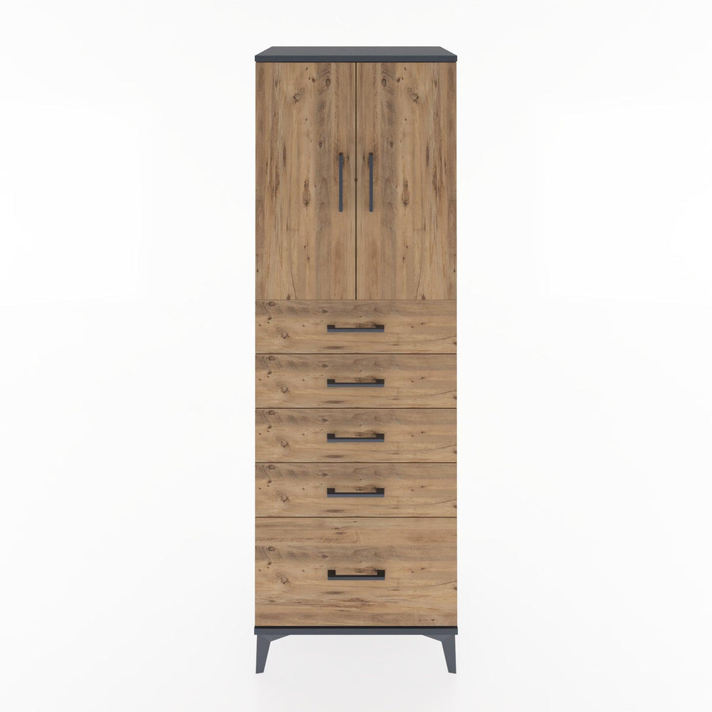 Woodntry Modular Cabinet Anthracite 60x44x170 cm with Doors and Drawers KC12-2