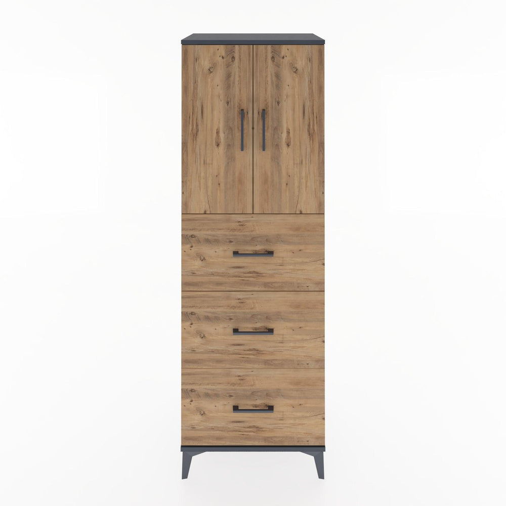 Woodntry Modular Cabinet Anthracite 60x44x170 cm with Doors and Drawers KC24-2