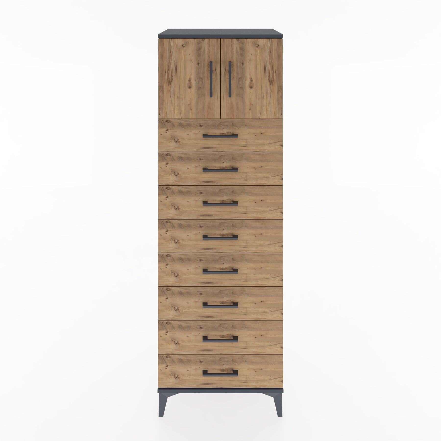 Woodntry Modular Cabinet Anthracite 60x44x170 cm with Doors and Drawers KC1-2