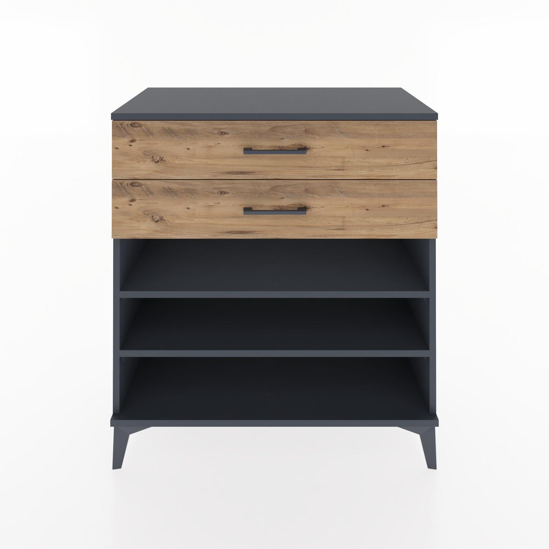 Woodntry Modüler Şifonyer Antrasit 88x44x84 cm Çekmeceli ve Raflı CR13-2