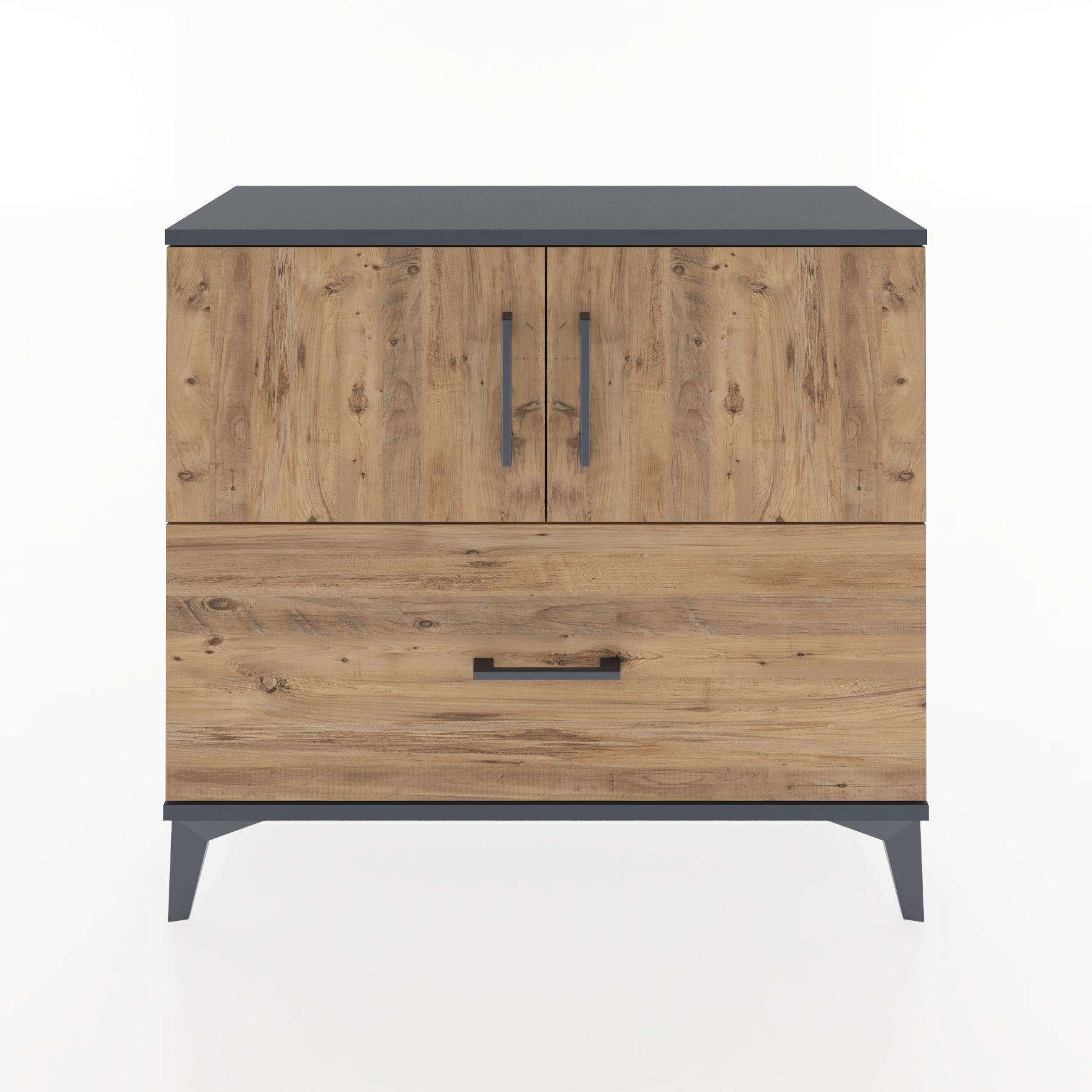 Woodntry Modüler Şifonyer Kapak ve Çekmeceli V2 88x30x68 cm Antrasit - Woodntry