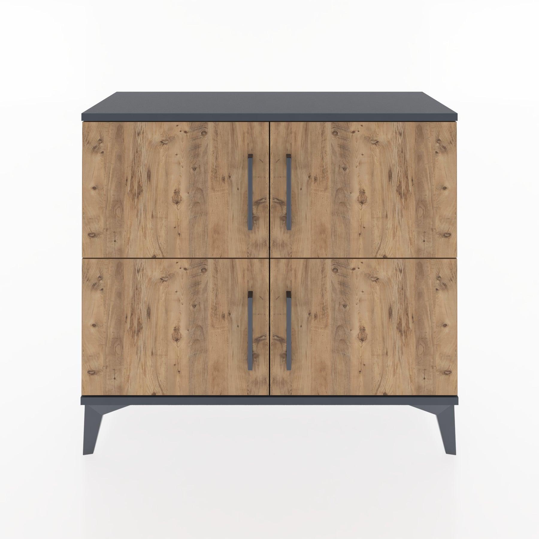 Woodntry Modüler Şifonyer Dört Kapaklı 88x30x68 cm Antrasit - Woodntry