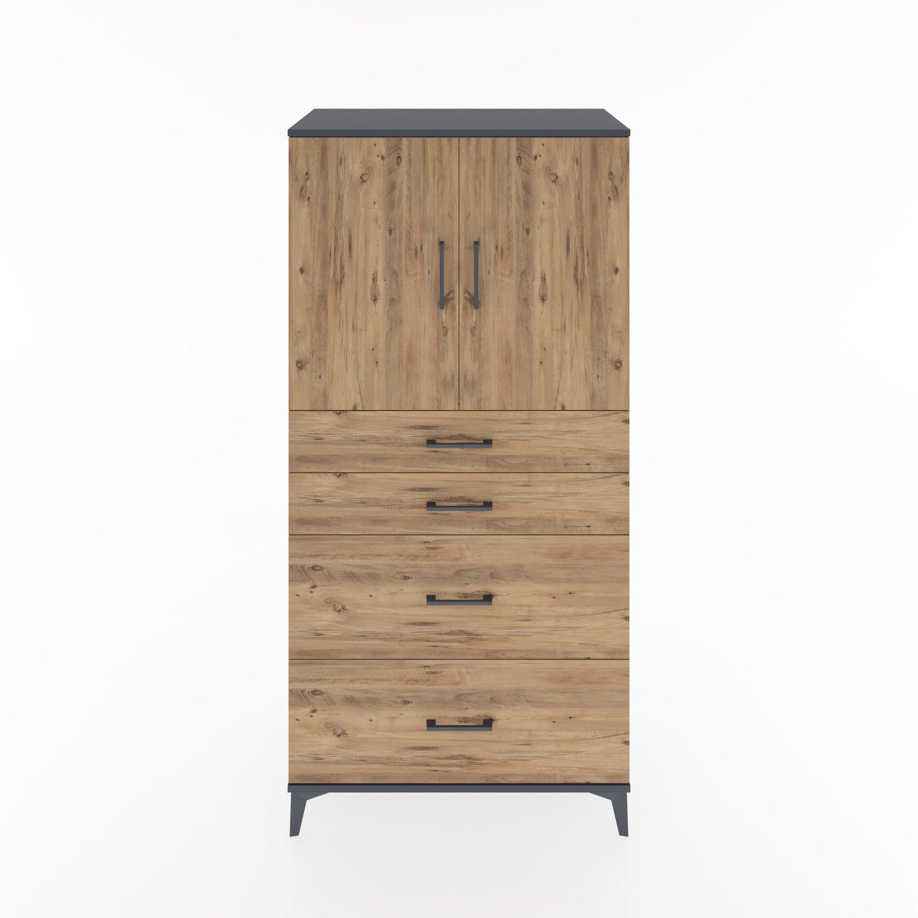 Woodntry Modular Cabinet Anthracite 88x44x170 cm with Doors and Drawers KC19-2