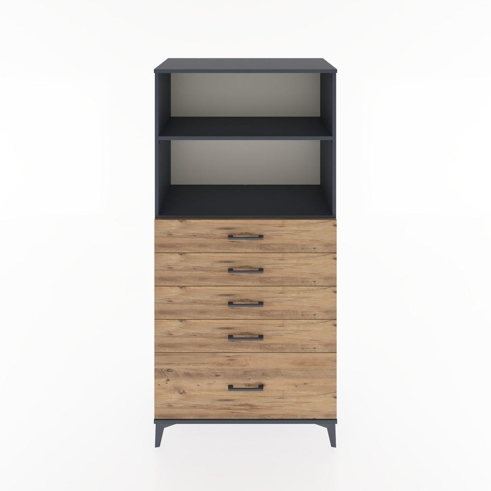 Woodntry Modüler Dolap Antrasit 88x44x170 cm Çekmeceli ve Raflı CR40-2