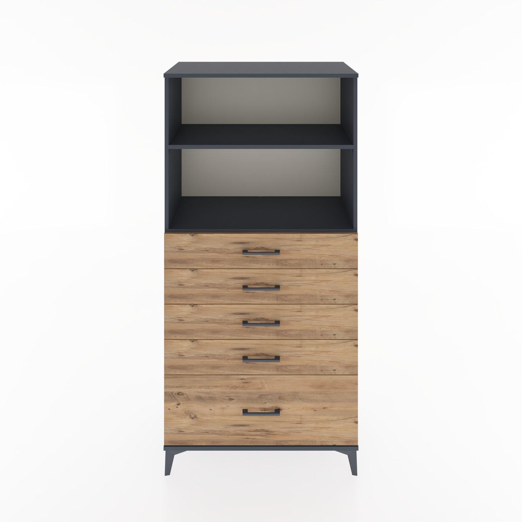 Woodntry Modular Cabinet Anthracite 88x44x170 cm with Drawers and Shelves CR40-2