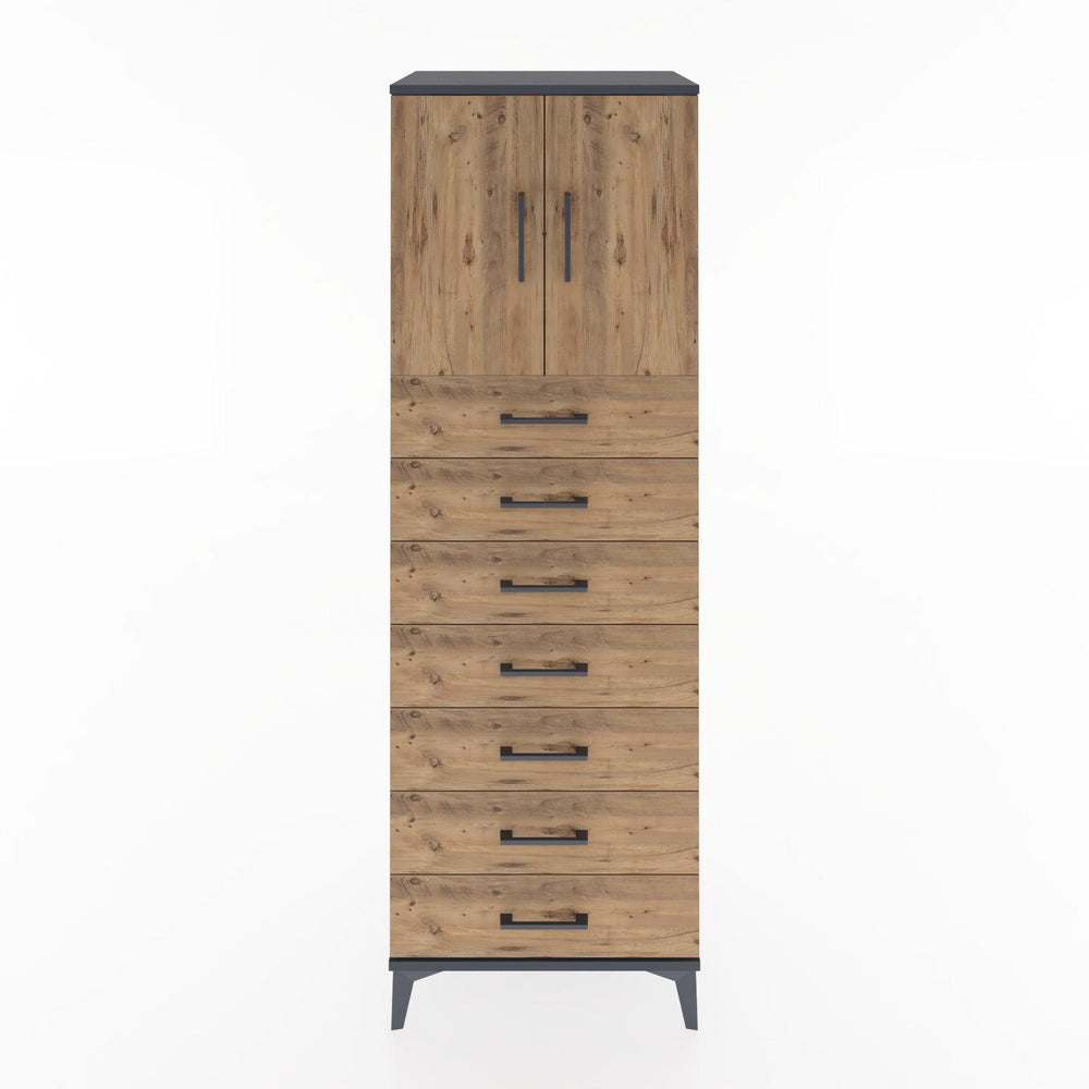 Woodntry Modular Cabinet Anthracite 60x44x170 cm with Doors and Drawers KC2-2