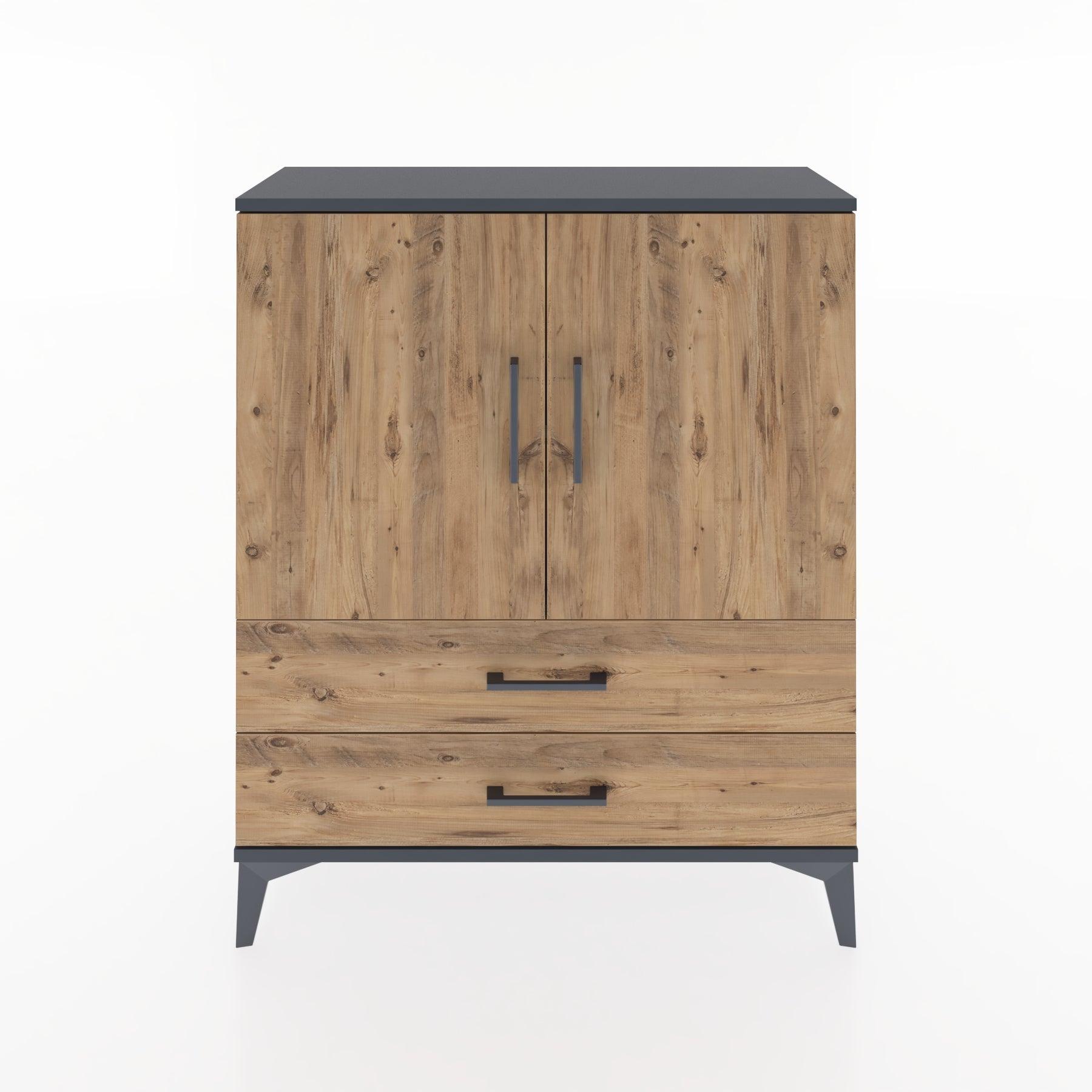 Woodntry Modüler Şifonyer Antrasit 88x30x94 cm Kapaklı ve Çekmeceli KC6-2