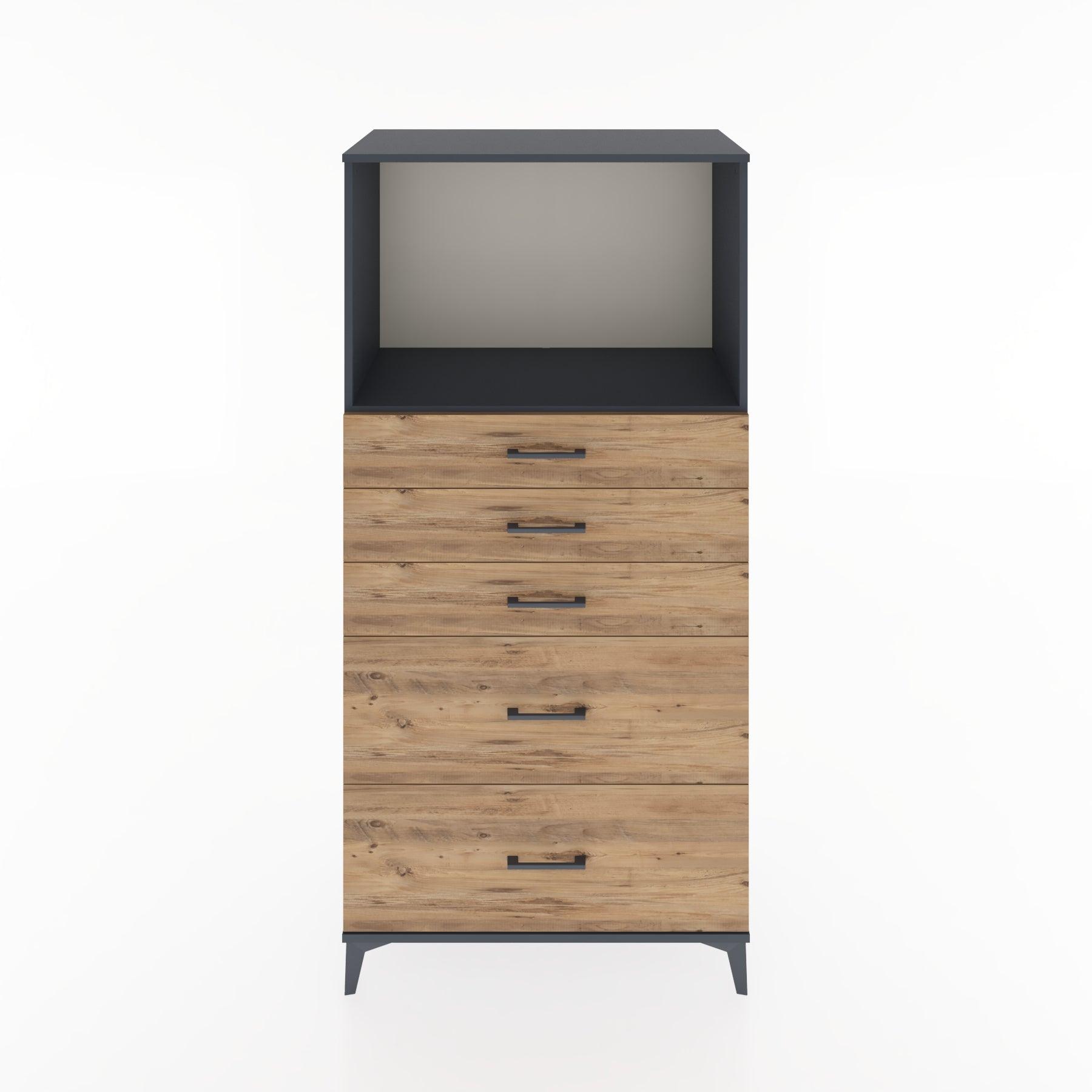 Woodntry Modular Cabinet Anthracite 88x44x170 cm with Drawers and Shelves CR46-2