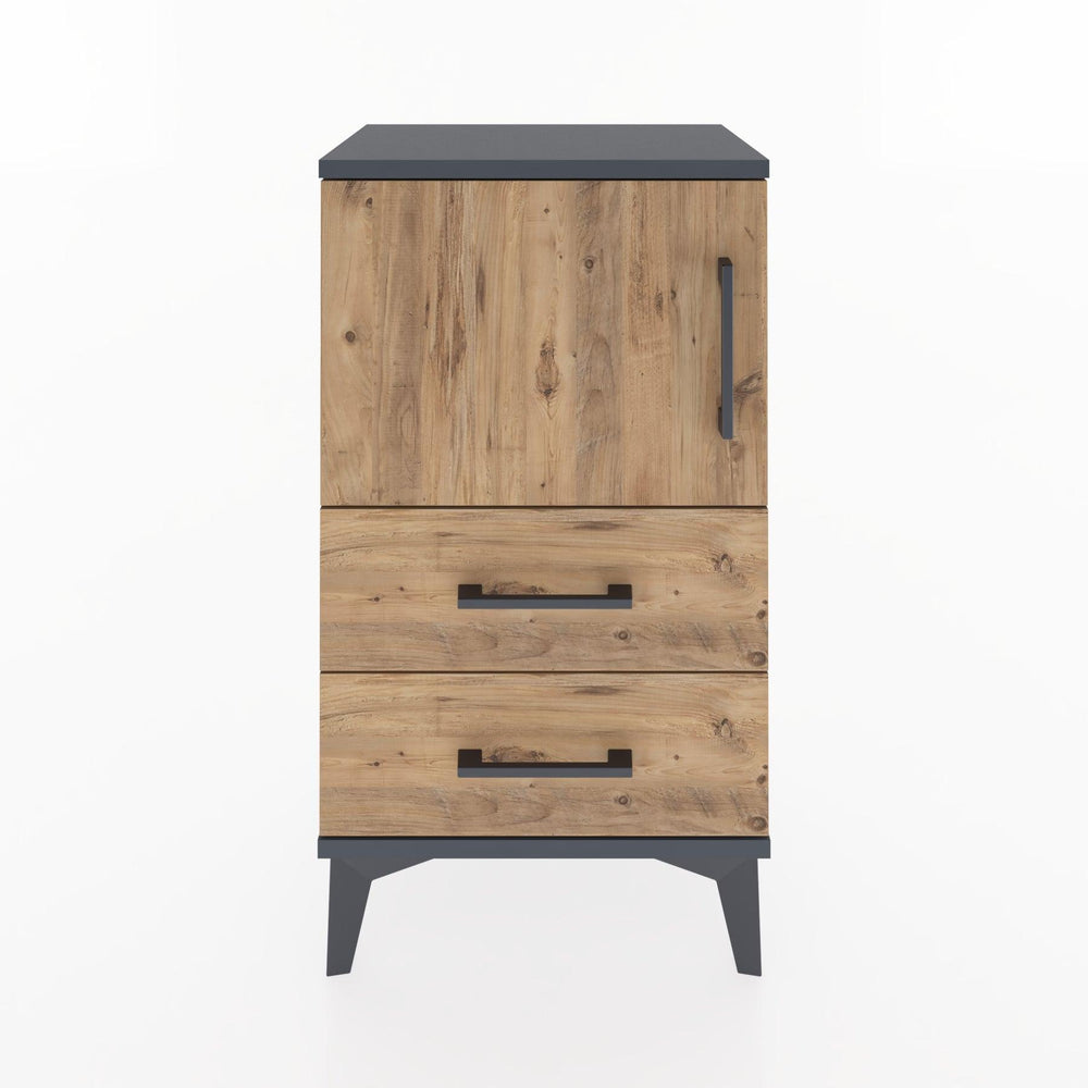 Woodntry Modüler Komodin Kapaklı 2 Çekmeceli 44x30x68 cm Antrasit - Woodntry