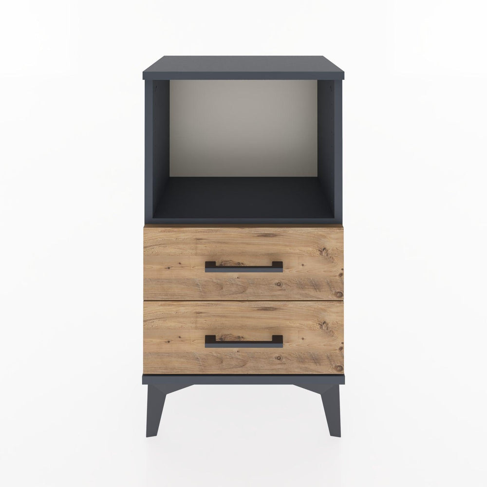 Woodntry Modüler Komodin 2 Çekmece ve Raflı V2 44x30x68 cm Antrasit - Woodntry