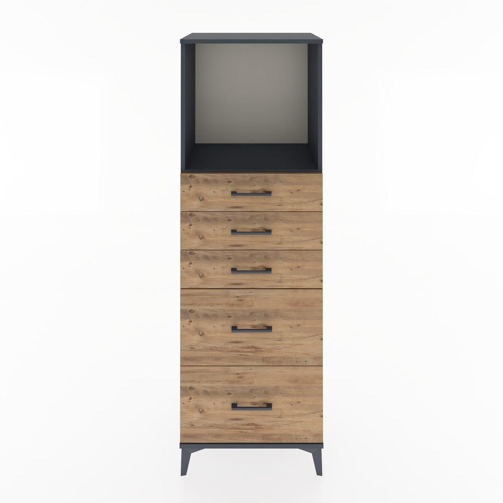 Woodntry Modüler Dolap Antrasit 60x44x170 cm Çekmeceli ve Raflı CR45-2