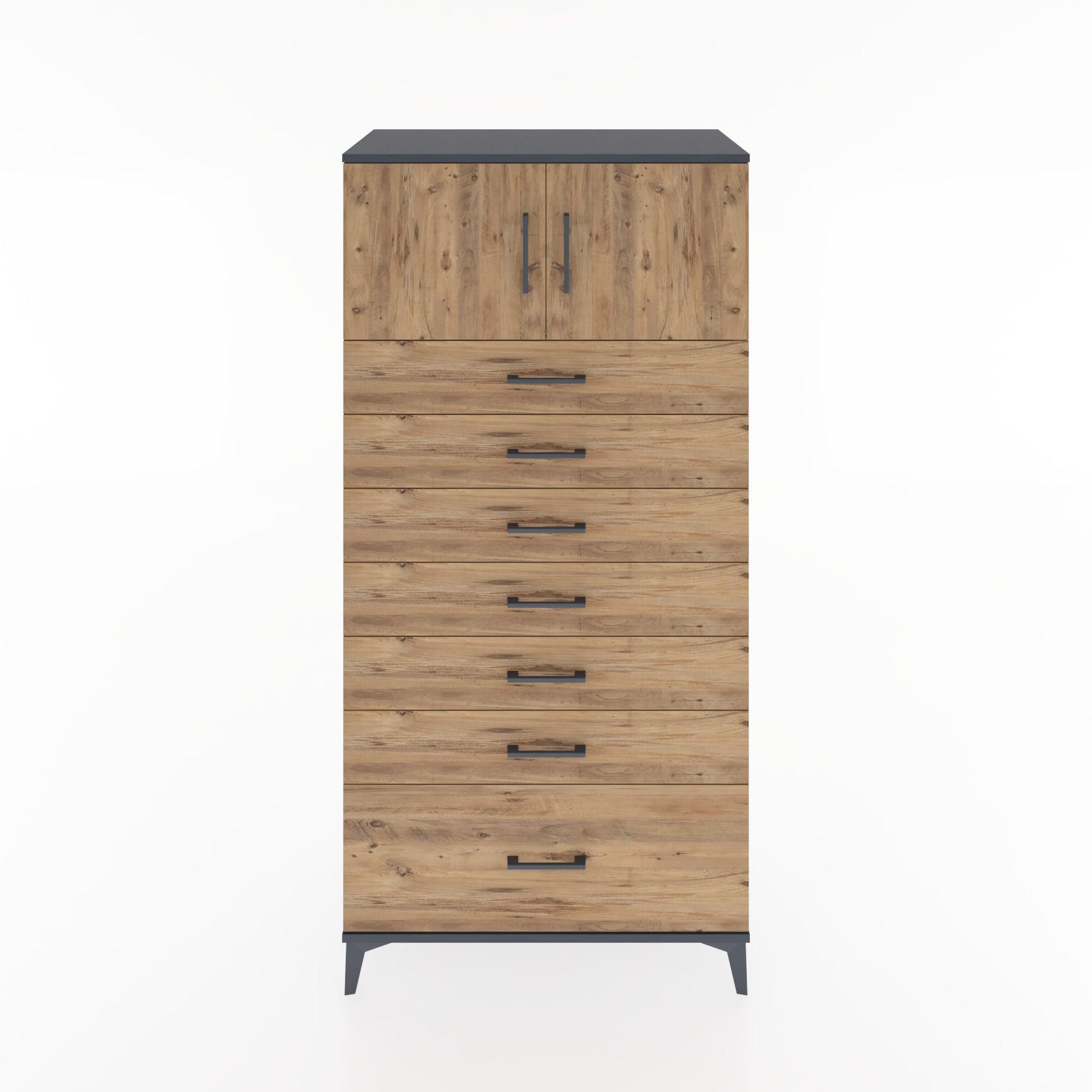 Woodntry Modular Cabinet Anthracite 88x44x170 cm with Doors and Drawers KC10-2