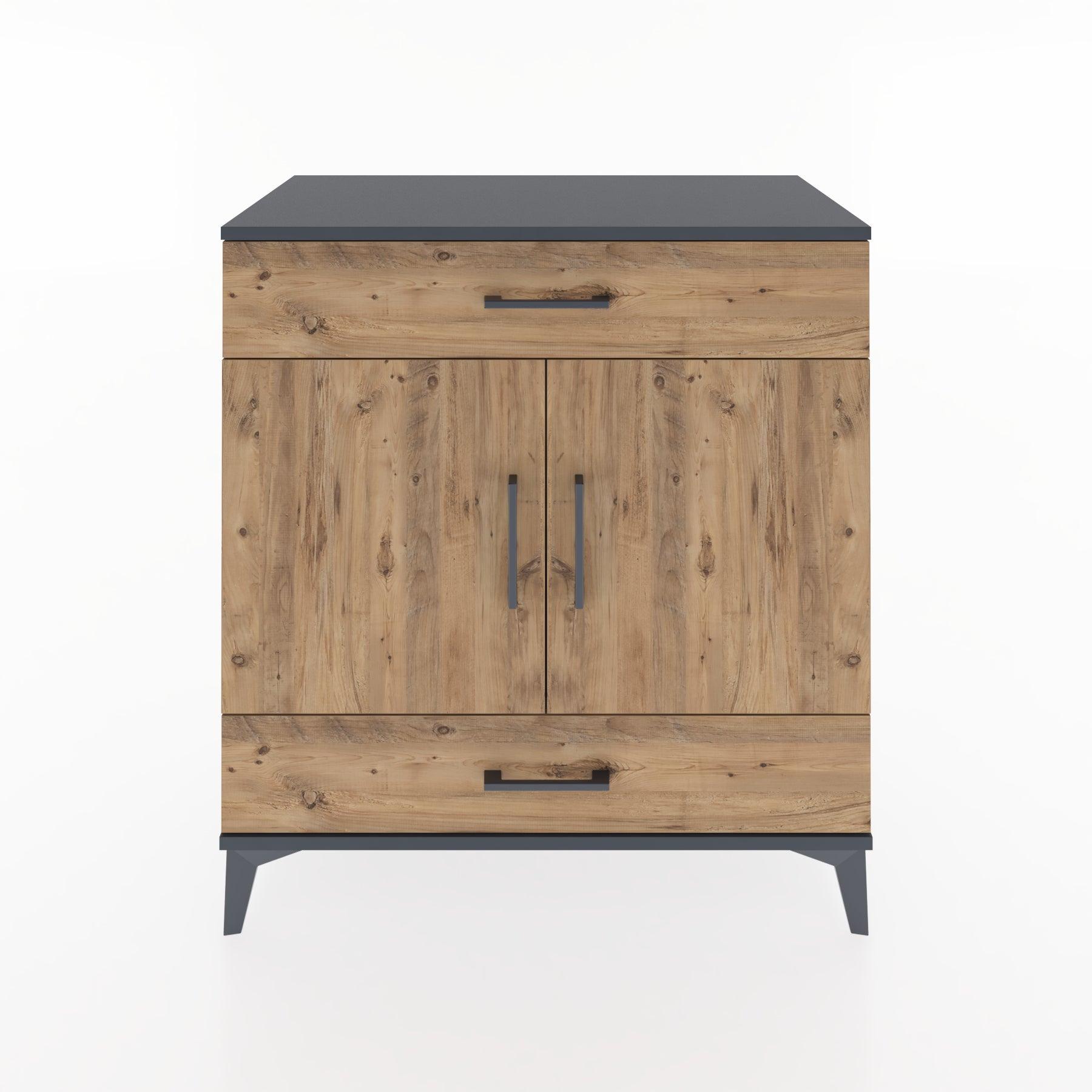Woodntry Modular Dresser Anthracite 88x44x84 cm with Cover and Drawer KC60-2
