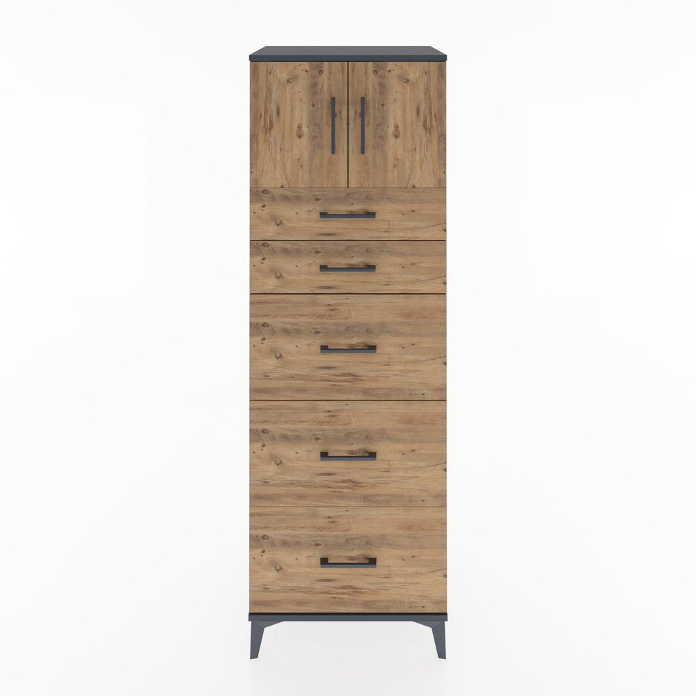 Woodntry Modular Cabinet Anthracite 60x44x170 cm with Doors and Drawers KC22-2