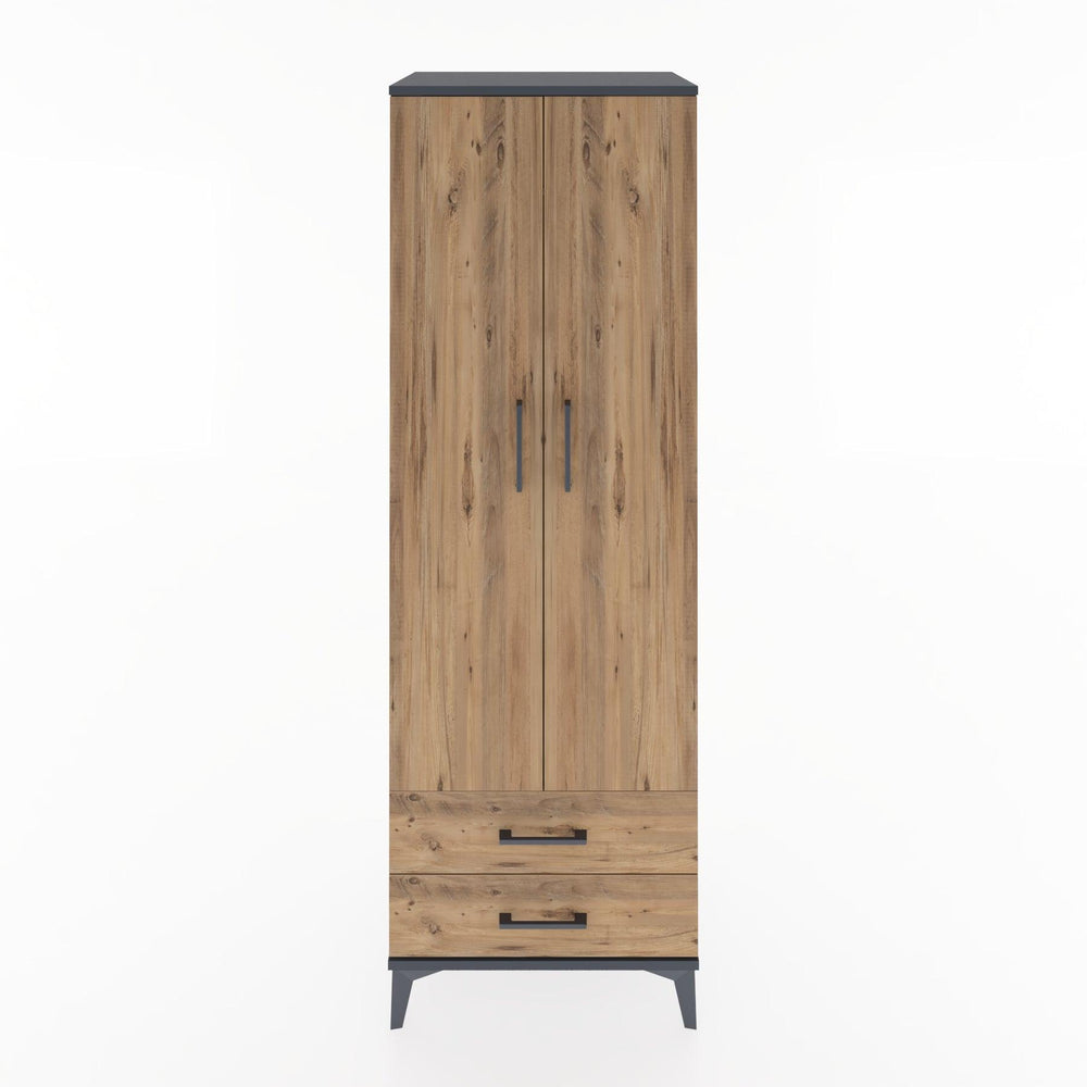 Woodntry Modüler Dolap Antrasit 60x44x170 cm Kapaklı ve Çekmeceli KC29-2