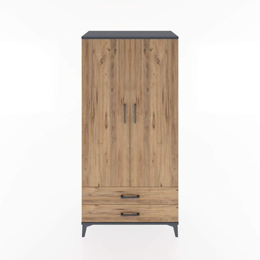 Woodntry Modüler Dolap Antrasit 88x44x170 cm Kapaklı ve Çekmeceli KC7-2
