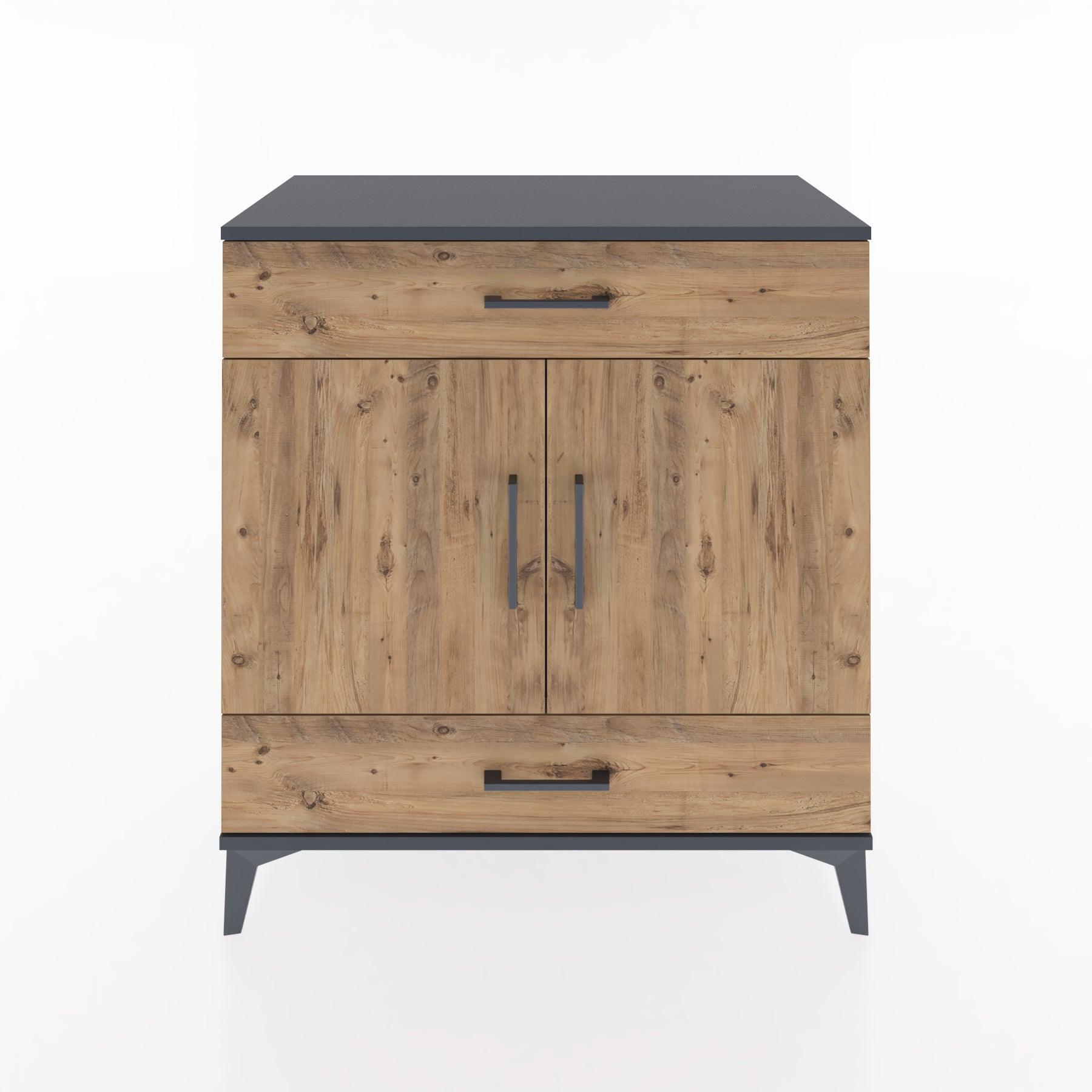 Woodntry Modular Dresser Anthracite 88x44x84 cm with Cover and Drawer KC58-2