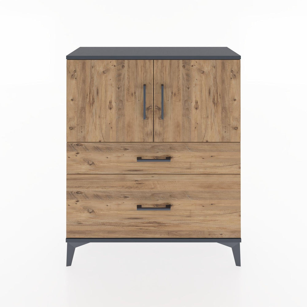 Woodntry Modüler Şifonyer Antrasit 88x30x94 cm Kapaklı ve Çekmeceli KC11-2