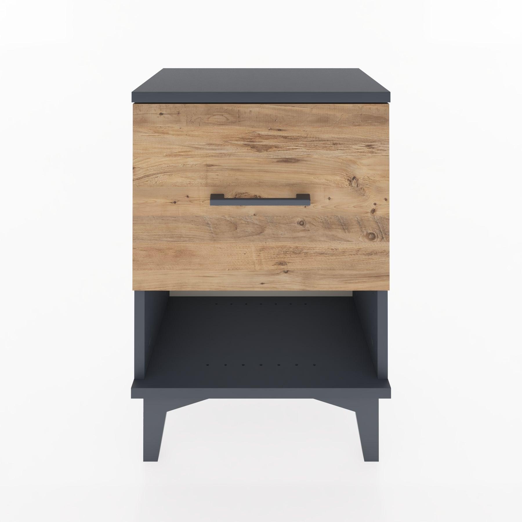 Woodntry Modüler Komodin Tek Çekmece ve Raflı 44x30x52 cm Antrasit - Woodntry