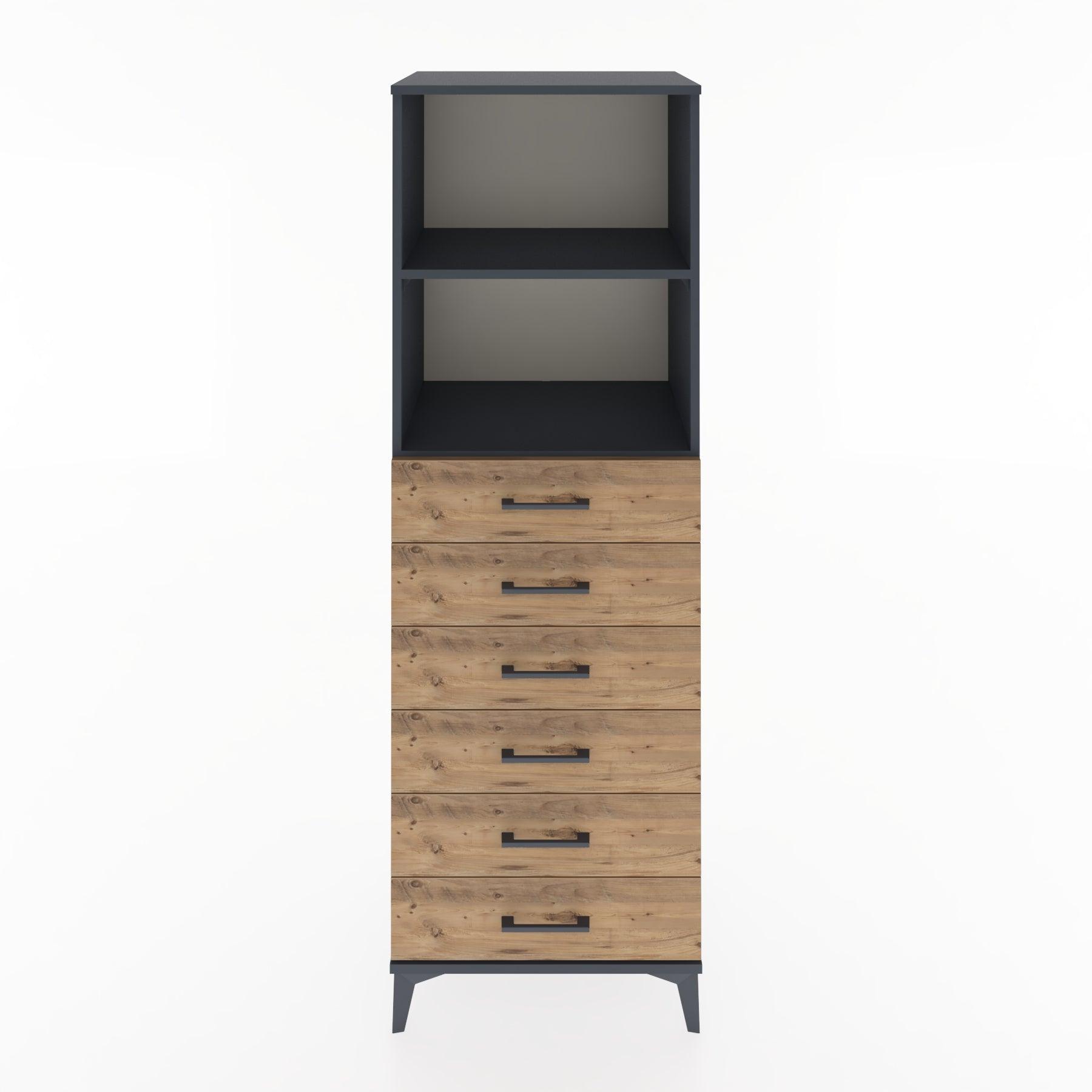 Woodntry Modular Cabinet Anthracite 60x44x170 cm with Drawers and Shelves CR34-2