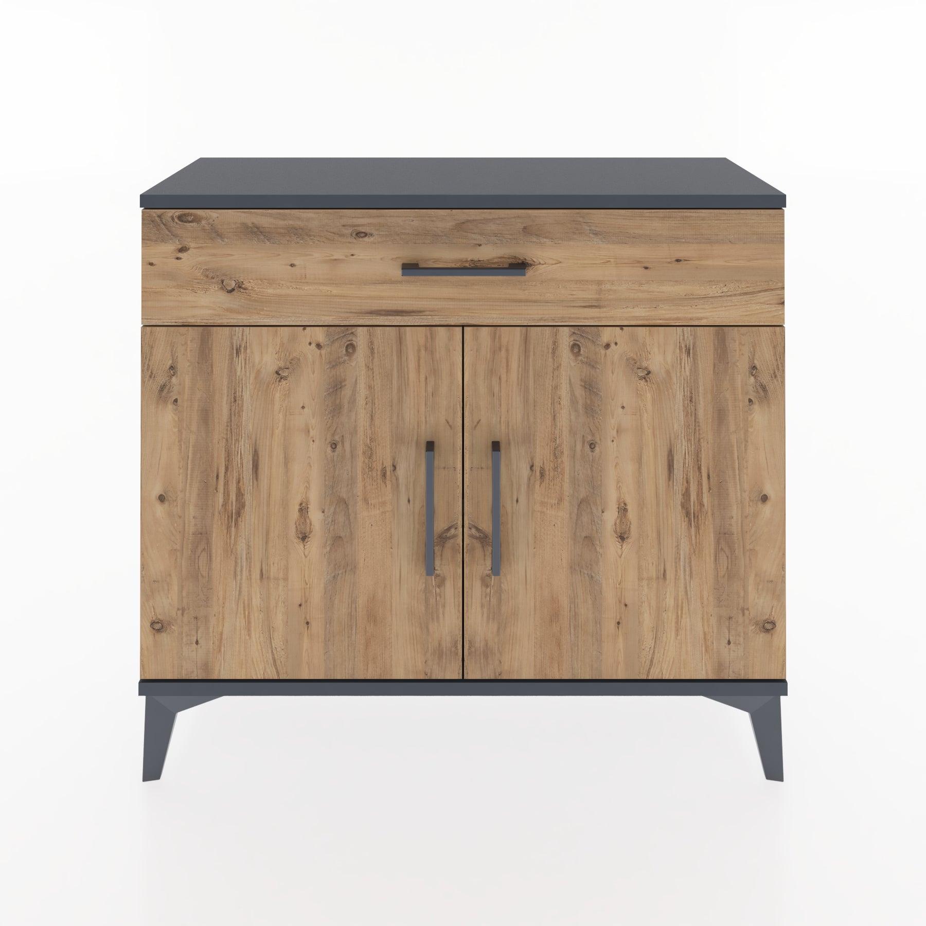 Woodntry Modüler Şifonyer Çekmece ve Kapaklı V1 88x30x68 cm Antrasit - Woodntry