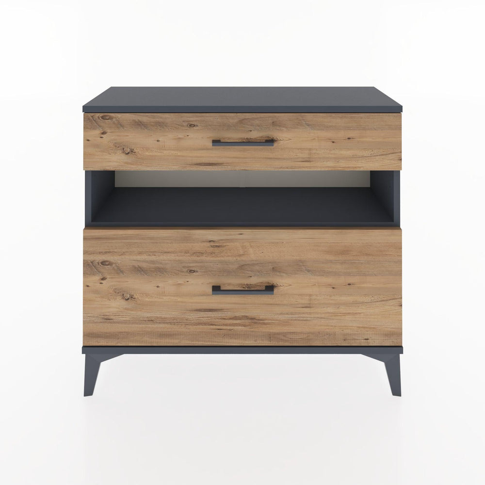 Woodntry Modüler Şifonyer İki Çekmeceli V9 88x30x68 cm Antrasit - Woodntry