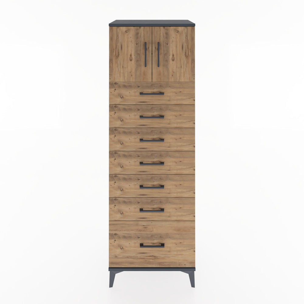 Woodntry Modular Cabinet Anthracite 60x44x170 cm with Doors and Drawers KC10-2