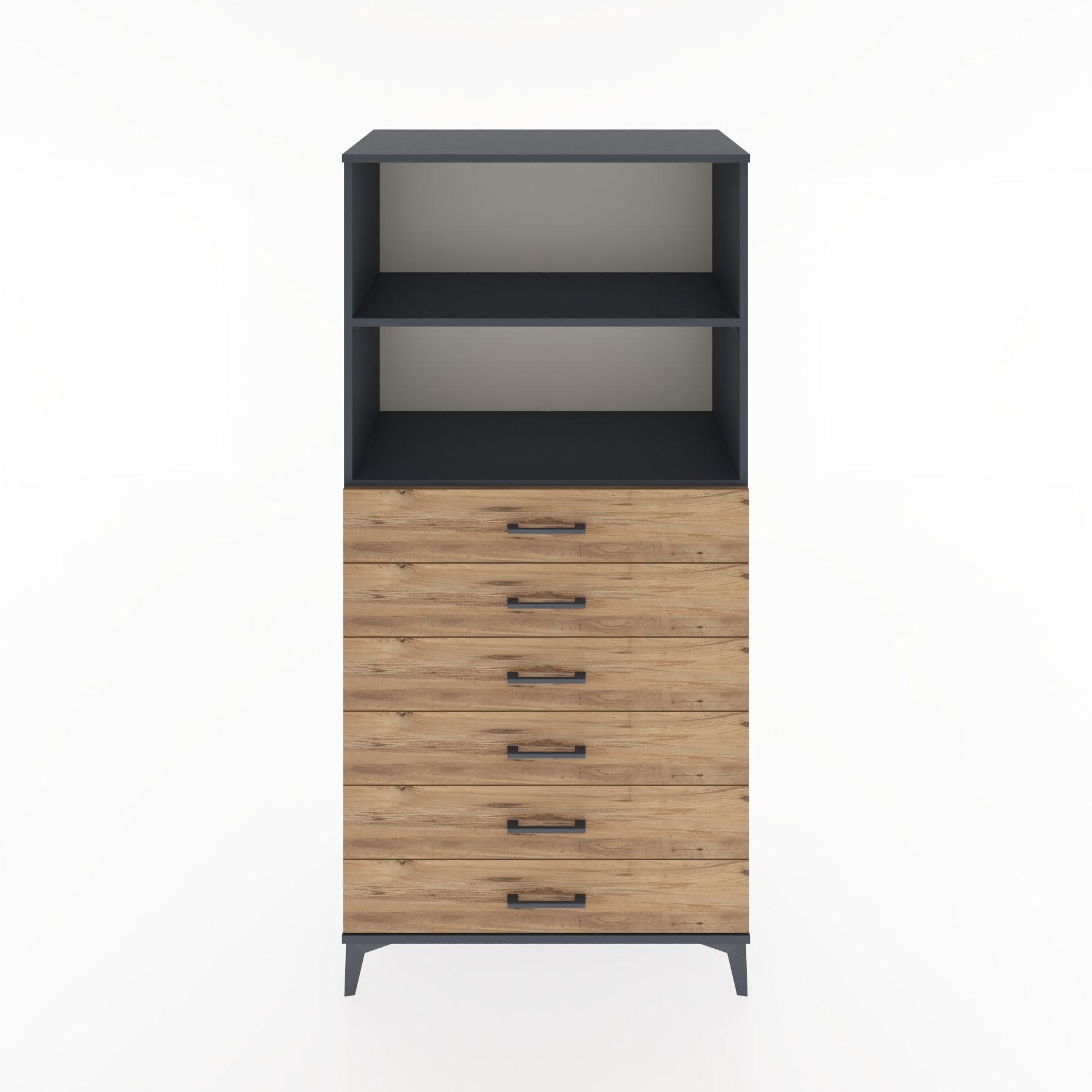 Woodntry Modular Cabinet Anthracite 88x44x170 cm with Drawers and Shelves CR34-2