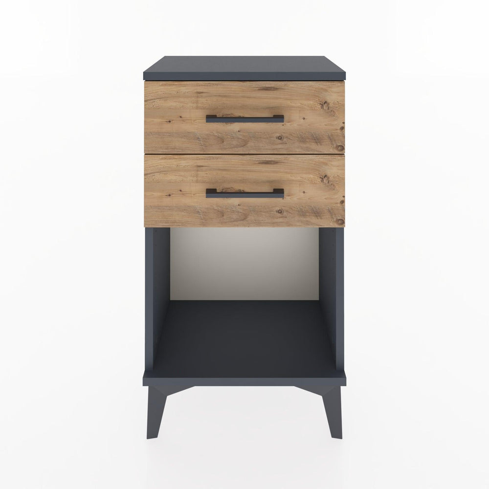 Woodntry Modüler Komodin 2 Çekmece ve Raflı V1 44x30x68 cm Antrasit - Woodntry