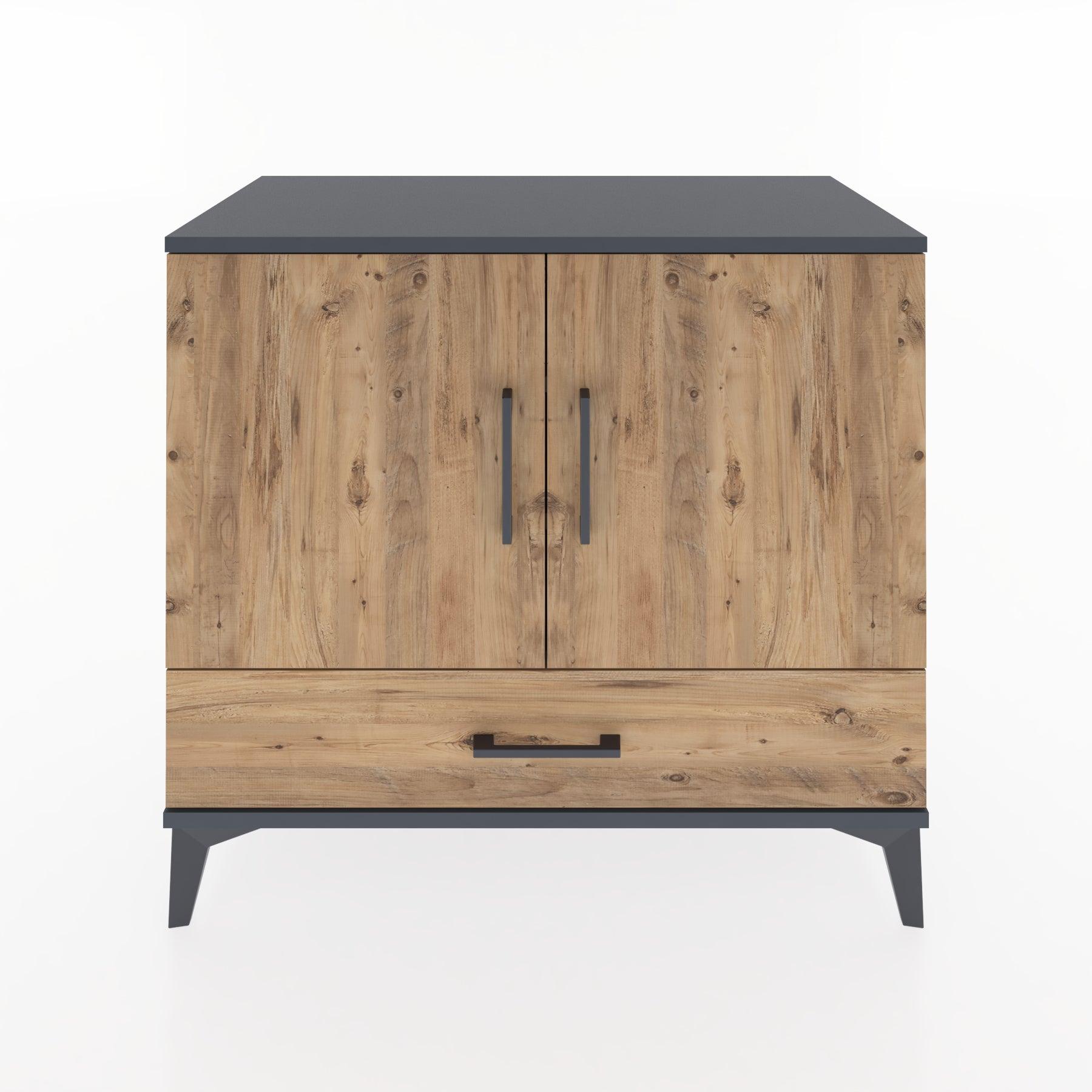 Woodntry Modüler Şifonyer Antrasit 88x44x68 cm Kapaklı ve Çekmeceli KC1-2