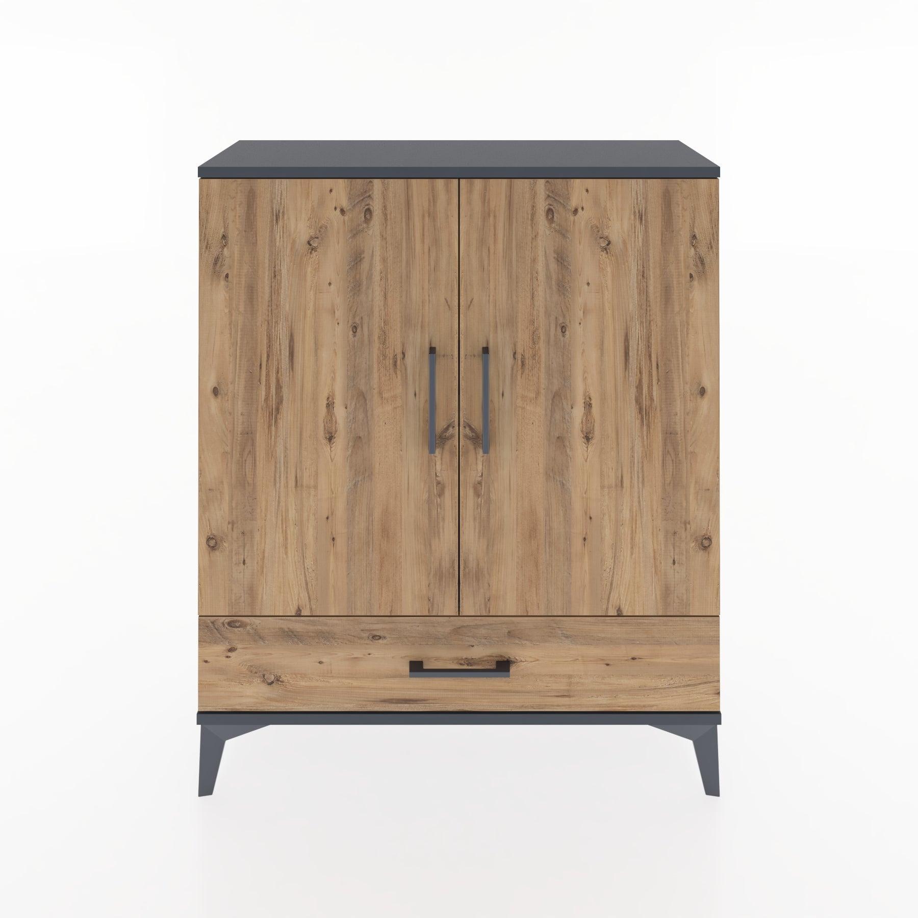 Woodntry Modüler Şifonyer Antrasit 88x30x94 cm Kapaklı ve Çekmeceli KC2-2
