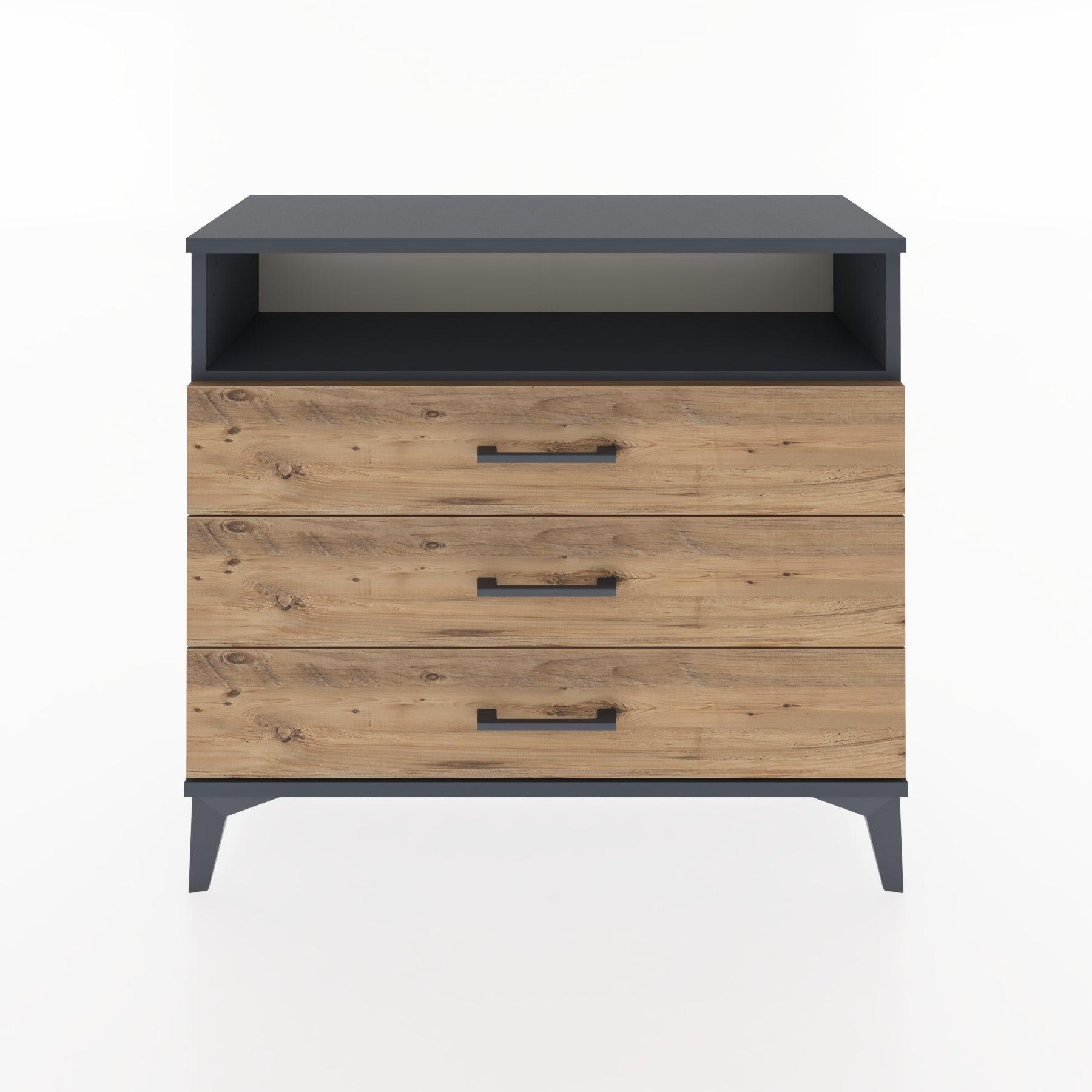 Woodntry Modüler Şifonyer Üç Çekmeceli V2 88x30x68 cm Antrasit - Woodntry