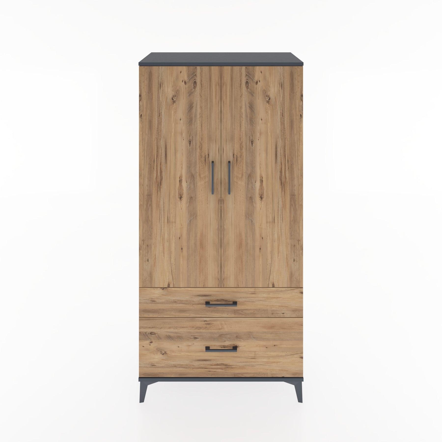 Woodntry Modular Cabinet Anthracite 88x44x170 cm with Doors and Drawers KC15-2