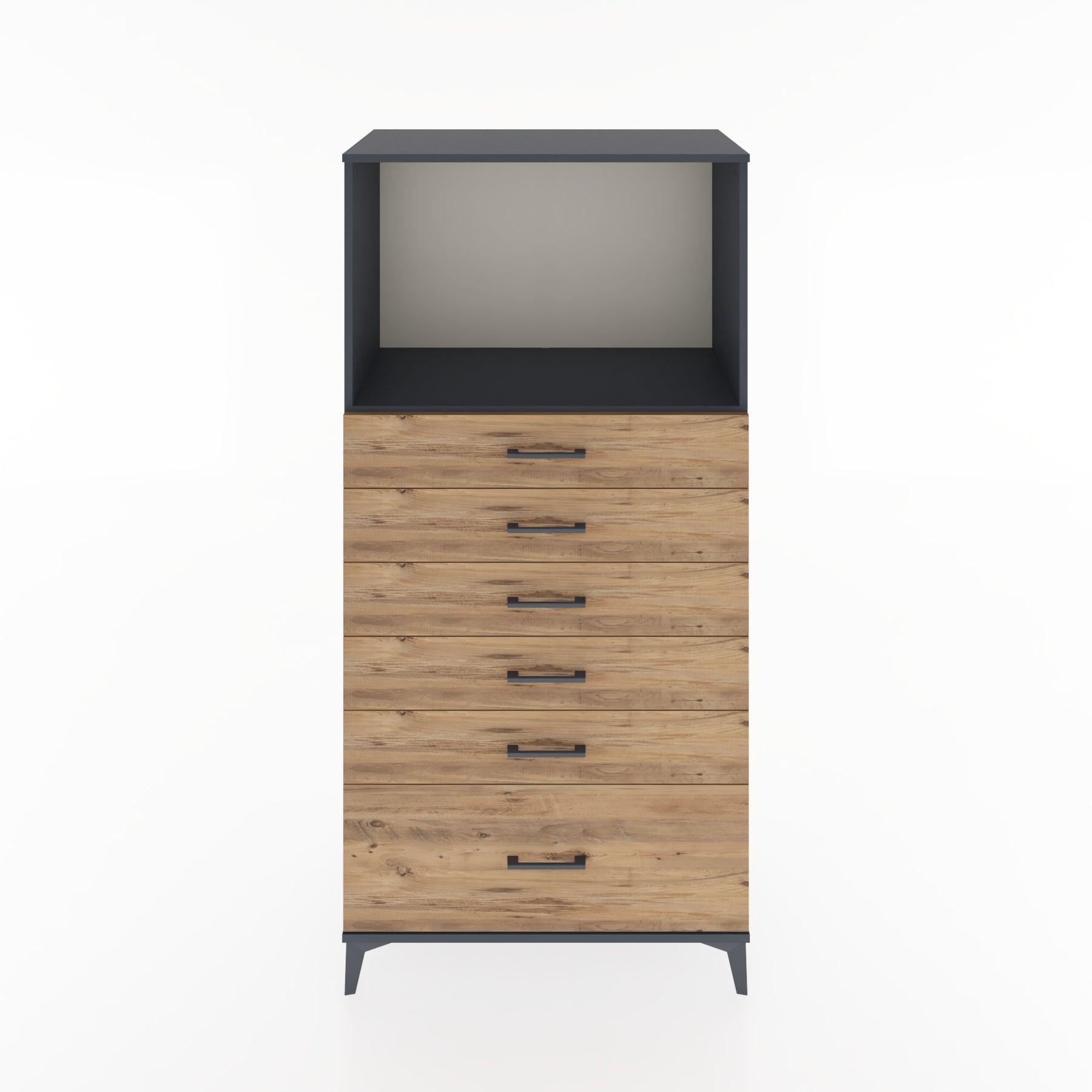 Woodntry Modular Cabinet Anthracite 88x44x170 cm with Drawers and Shelves CR39-2