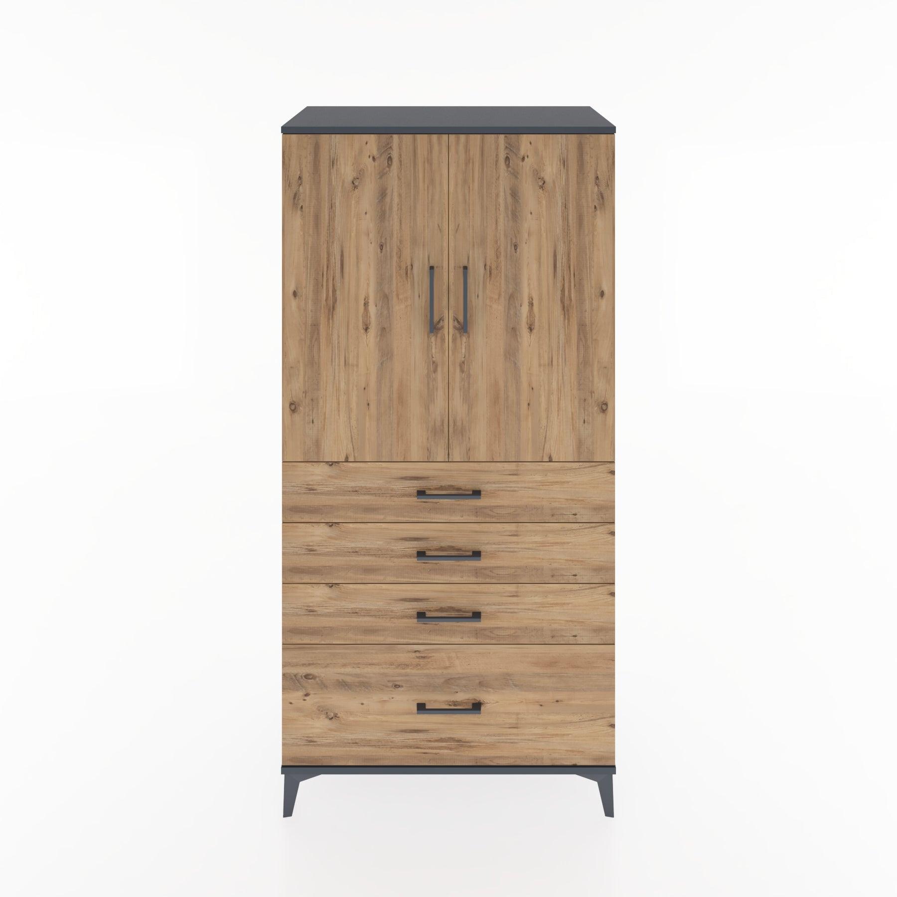 Woodntry Modular Cabinet Anthracite 88x44x170 cm with Doors and Drawers KC13-2