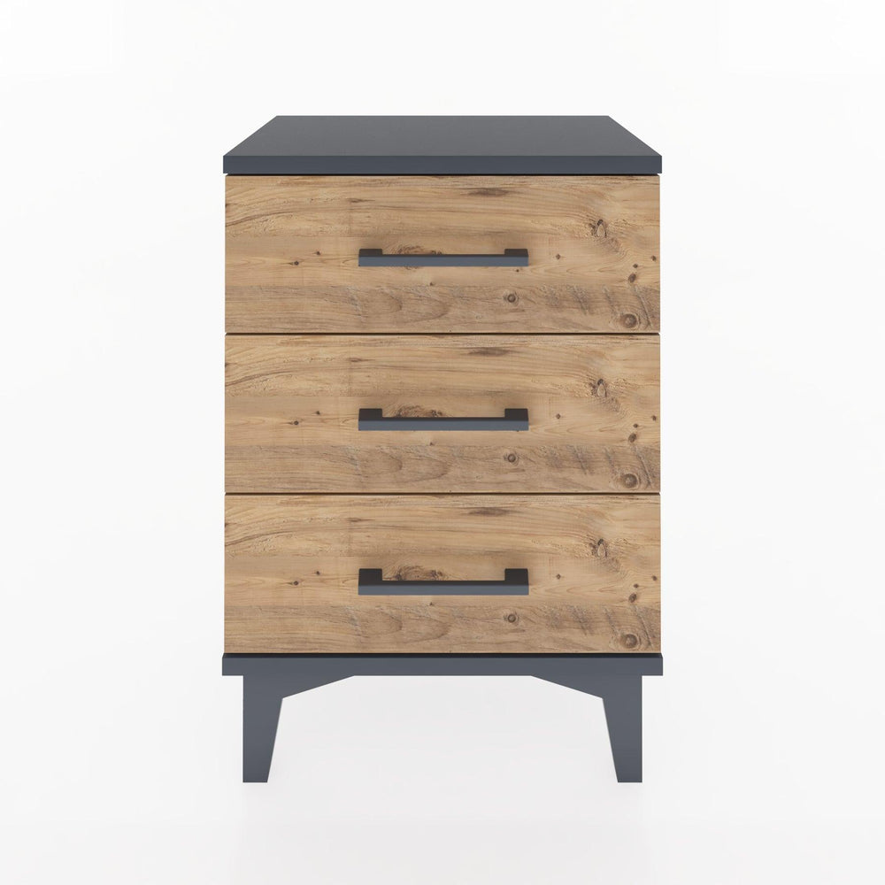 Woodntry Modüler Komodin Üç Çekmeceli 44x30x52 cm Antrasit - Woodntry