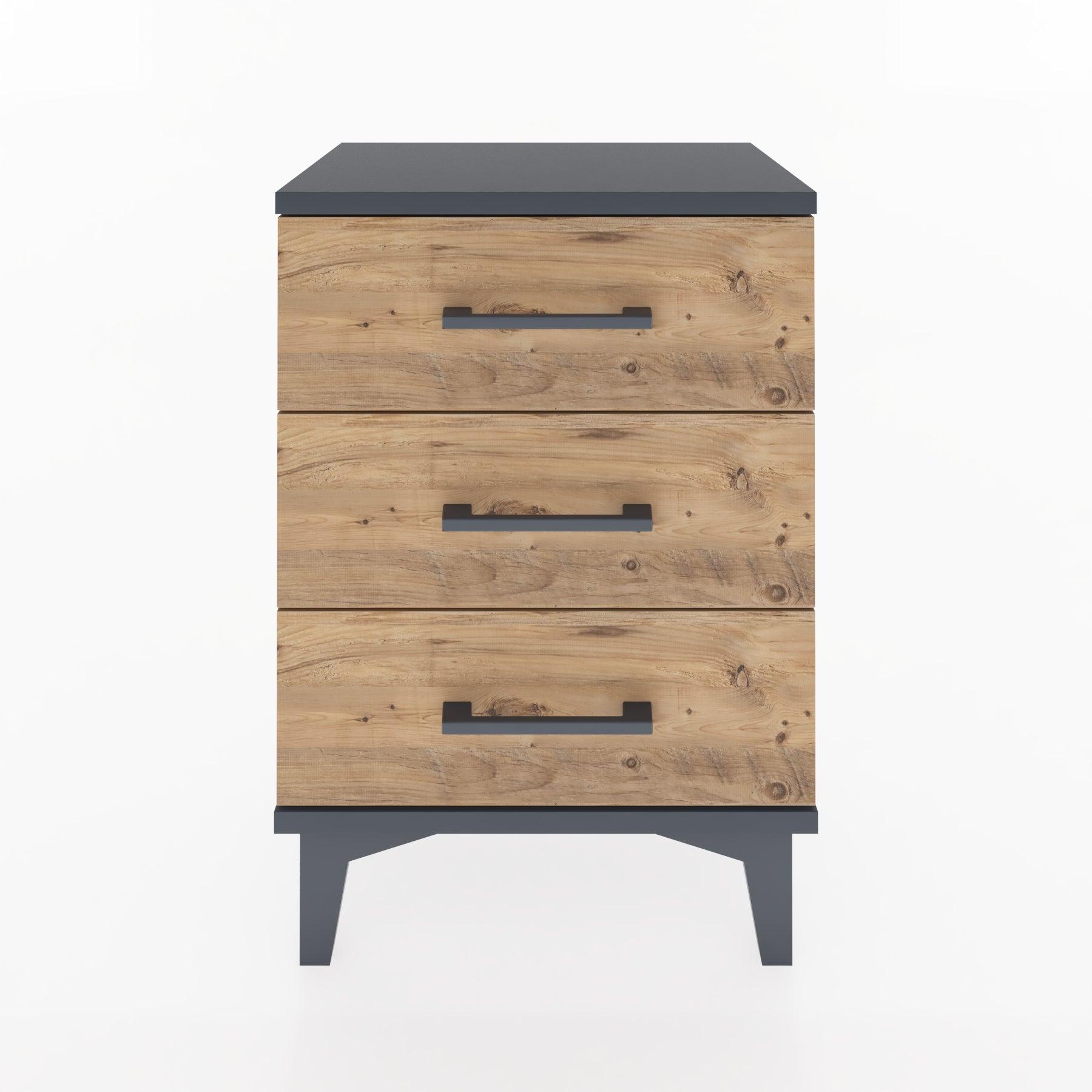 Woodntry Modüler Komodin Üç Çekmeceli 44x30x52 cm Antrasit - Woodntry