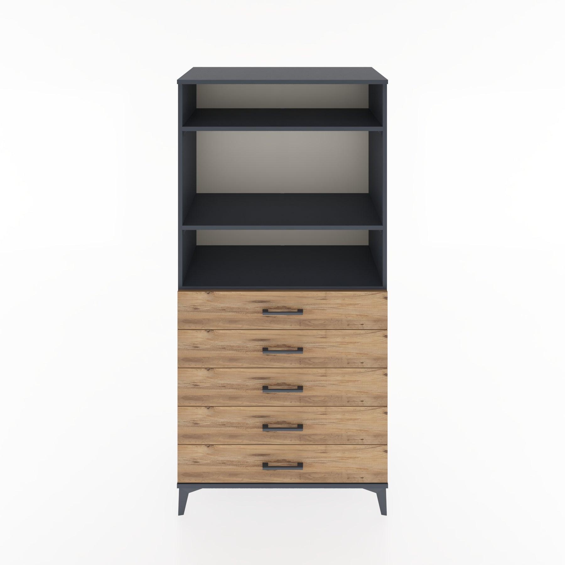 Woodntry Modular Cabinet Anthracite 88x44x170 cm with Drawers and Shelves CR35-2