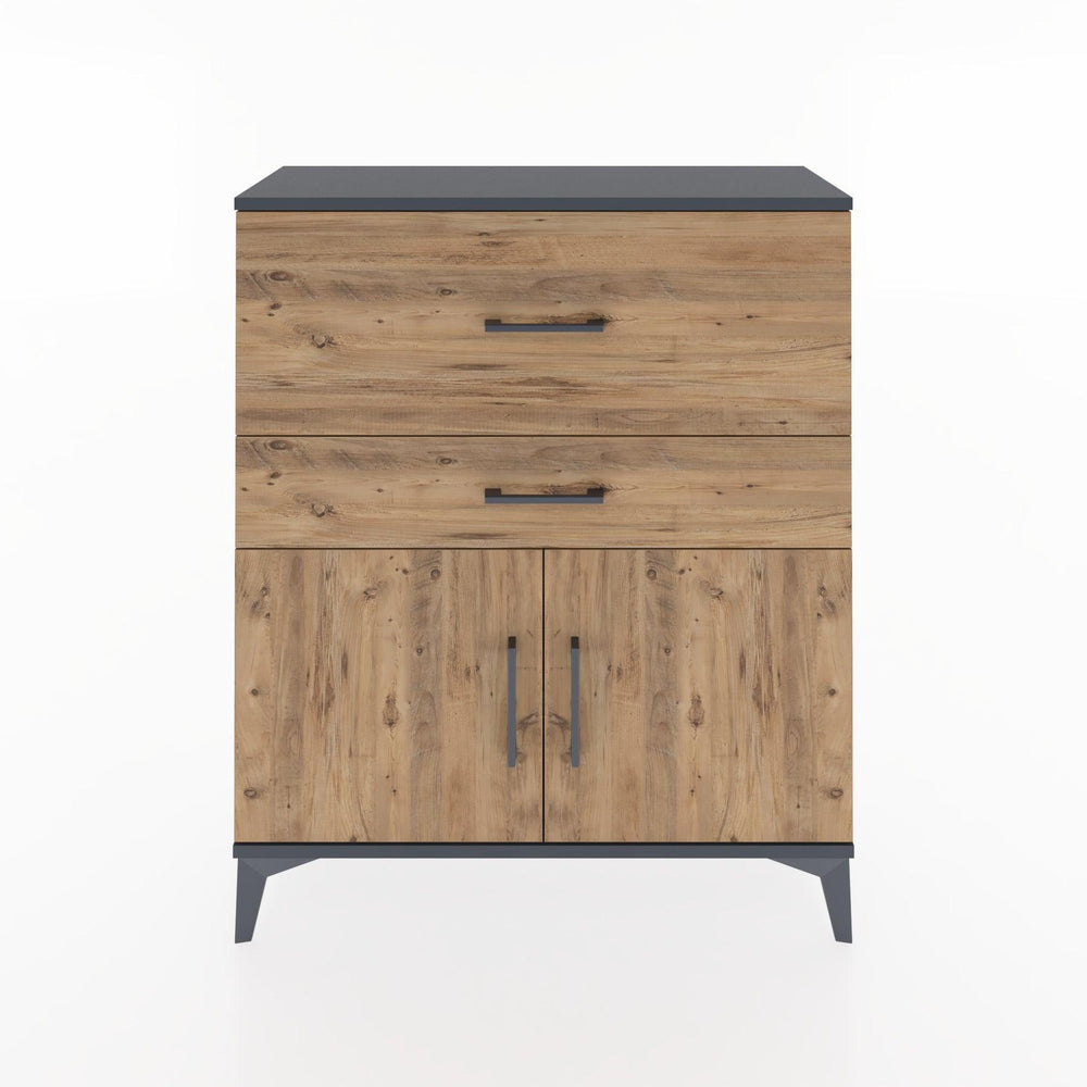 Woodntry Modüler Şifonyer Antrasit 88x30x94 cm Kapaklı ve Çekmeceli KC12-2